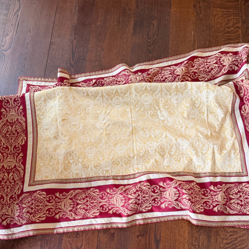 Elegant Red and Gold Tablecloth